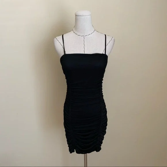 Closet clean out! UO Black Ruched Mesh Bodycon Mini Dress Urban sz S - Picture 4 of 12